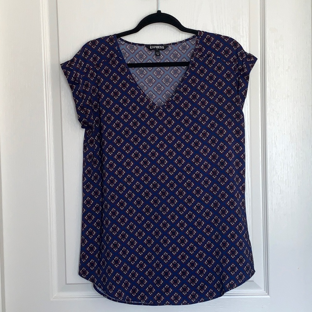Patterned Express Rolled Sleeve Blouse - image 1